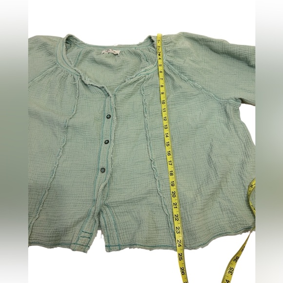 Free People We The Free Green Cotton Boho Blouse size XL - Picture 9 of 9